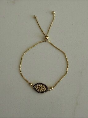 CZ Multicolor Evil Eye Bracelet 14K gold Adjustable Bolo Bracelet